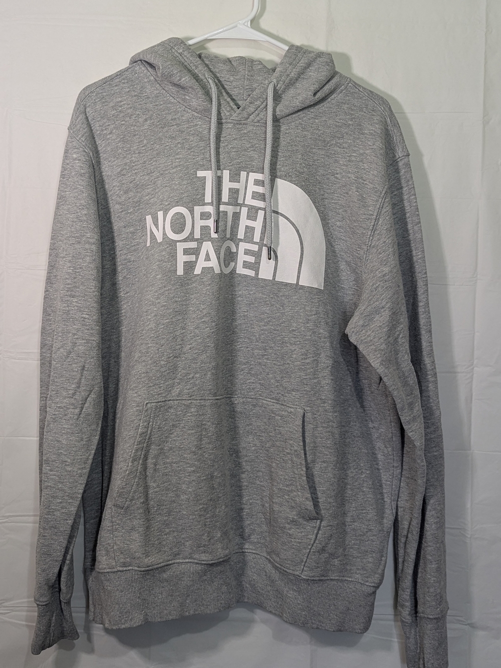 The North Face Men's Large Gray Logo Hoodie Pullover Sweatshirt Graphic